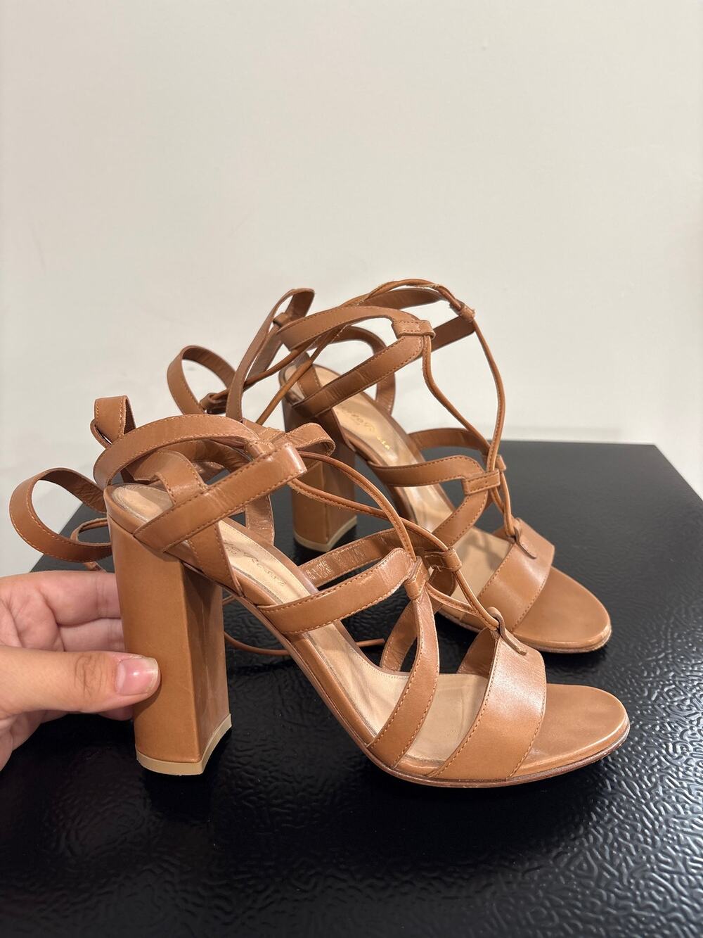 Gianvito Rossi Lace Up Gladiator Leather Heels Brown EU 38 US 8
